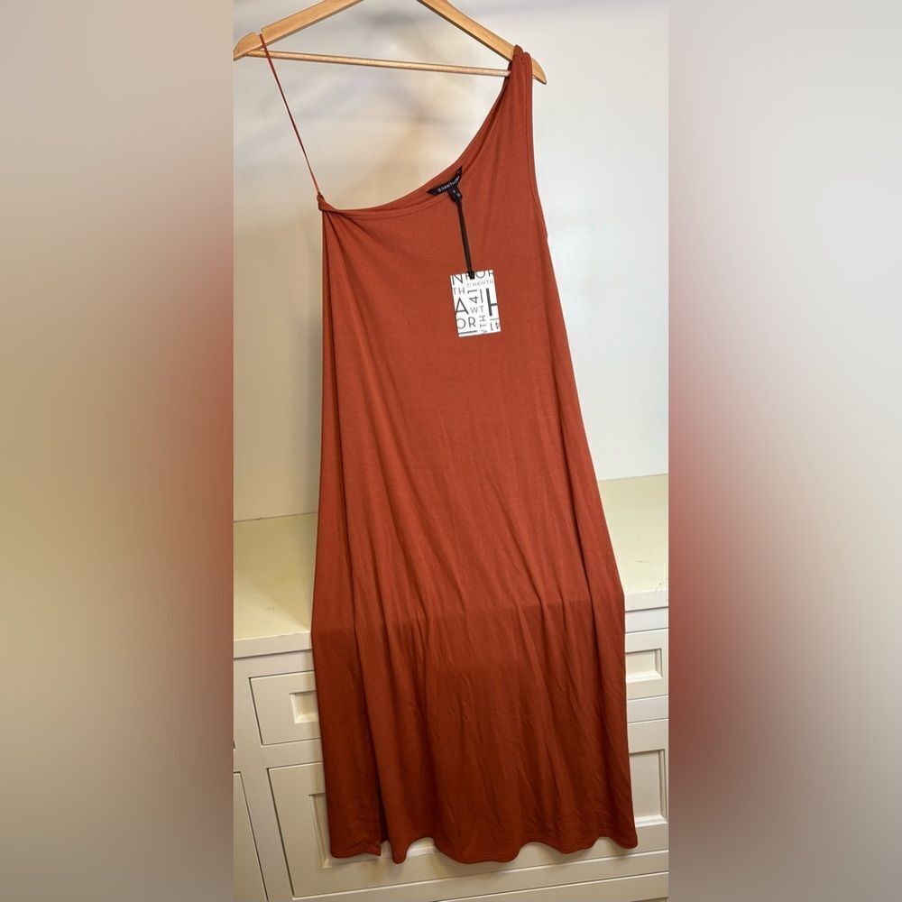 41 Hawthorn One Shoulder Dress in Warm Terracotta Sz xl